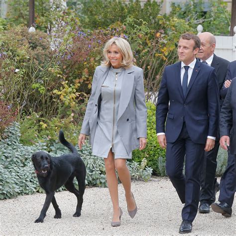 Brigitte Macron in Louis Vuitton at the Elysee Palace to  